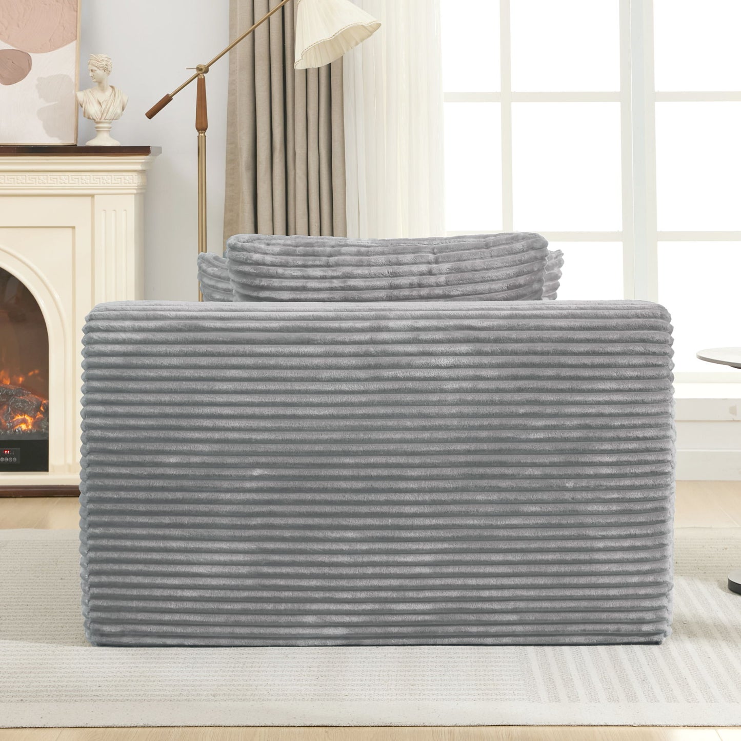 Modern Full Compressed Chaise Lounge Sofa Bed With Removable Pillows, Upholstered - Gray