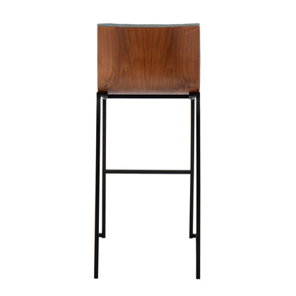 Mason Mara - Contemporary Fixed Height Barstool (Set of 2) - Black / Walnut / Green