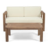 2 Piece Patio Set With Open-Back Loveseat And Coffee Table - Beige / Brown