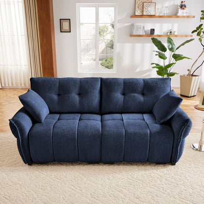 Modern Premium 2 Seater Sofa Ergonomic Design With High Resilience Foam Cushions - Blue