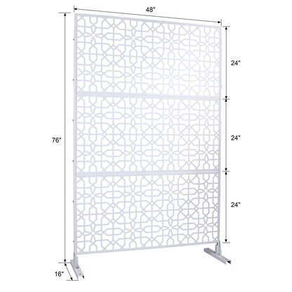 Outdoor & Indoor Metal Privacy Screen Freestanding Decorative Privacy Screen - White