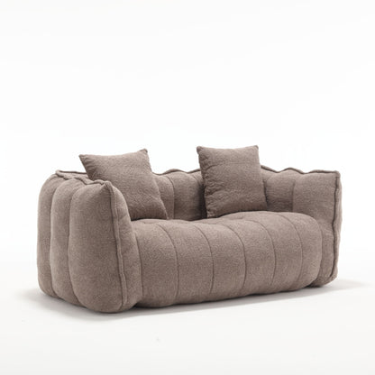 Soft Beanbag Chair With High Resilience Foam Core For Two People - Brown