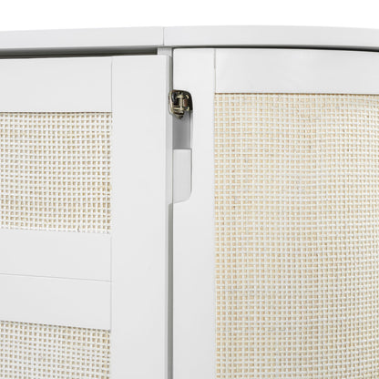 Queen Murphy Bed With Hidden Storage & Modern Woven Design - White