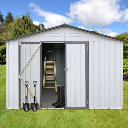 10'x12' Garden Sheds Outdoor Storage Sheds - White / Gray