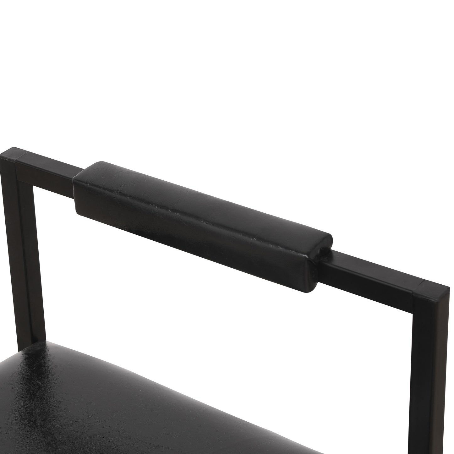 Elegant Bar Stool Set With Backrest And Footrest, Upholstered, Iron Frame, Counter Height - Black