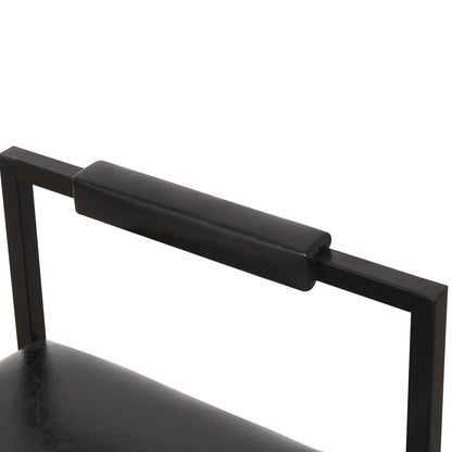 Elegant Bar Stool Set With Backrest And Footrest, Upholstered, Iron Frame, Counter Height - Black