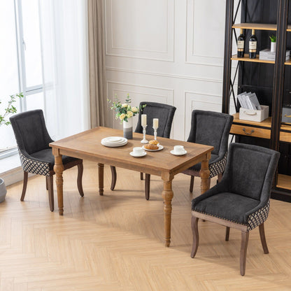 Ultra Side Dining Chair, Thickened Fabric Chairs With Neutrally Toned Solid Wood Legs, Bronze Nail Head (Set of 2) - Blue