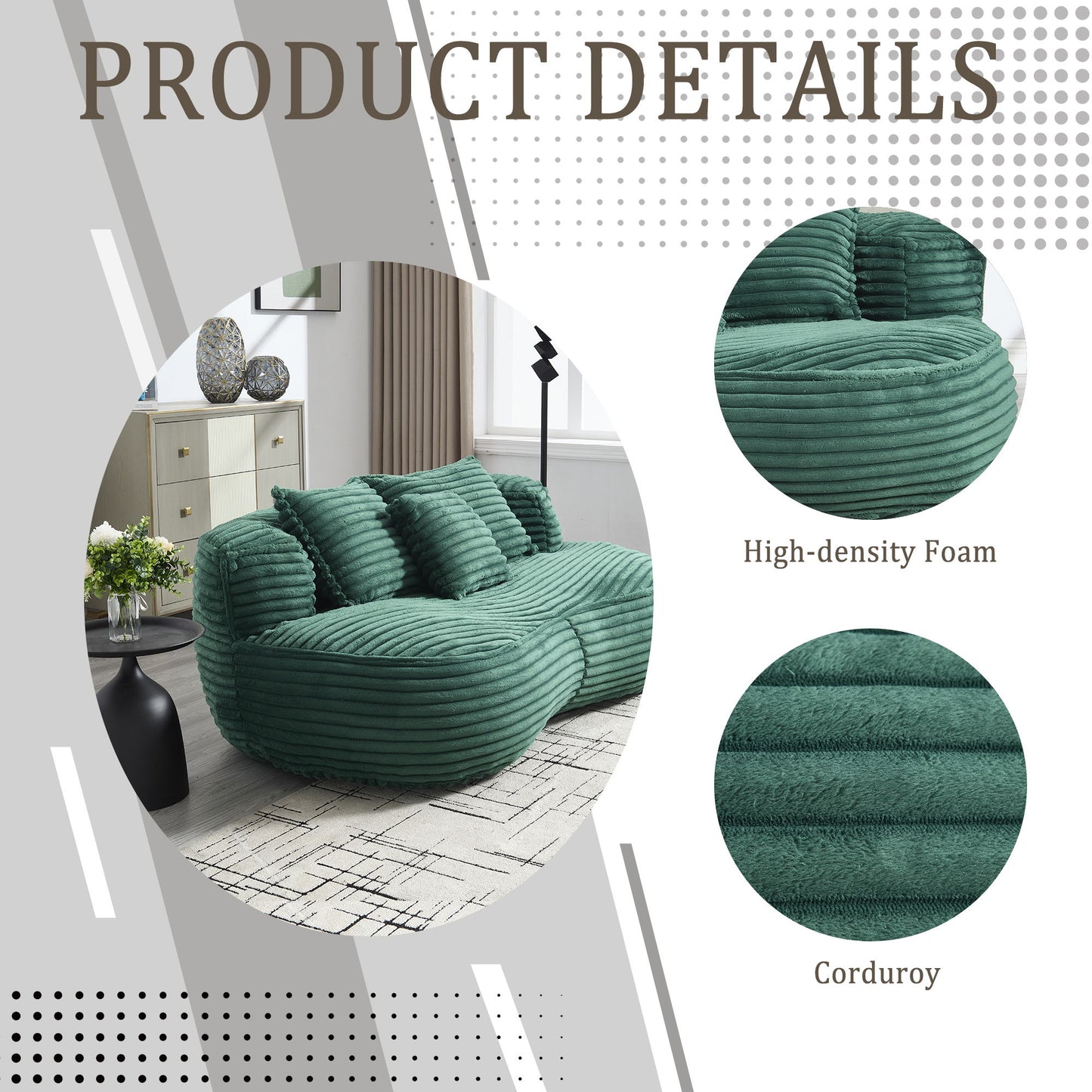 High Back Bean Bag Sofa Lounger For Adults And Kids, Indoor & Outdoor, Durable - Emerald