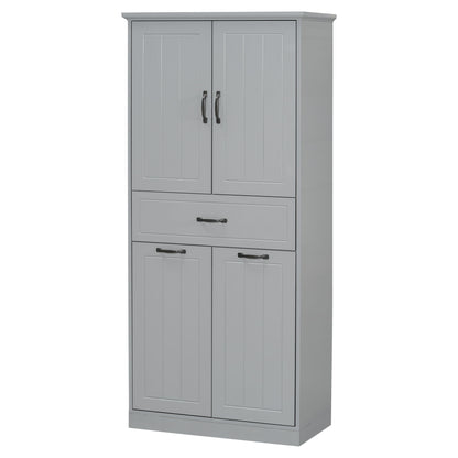 Stylish Bathroom Storage Cabinet With 2 Laundry Baskets - Gray