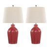 Rockwell - Contemporary Table Lamp (Set of 2) - Glossy Brick Red / Polished Nickel / Natural