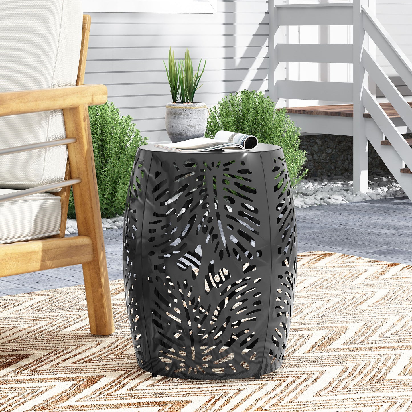 Metal, End Table Large - Black