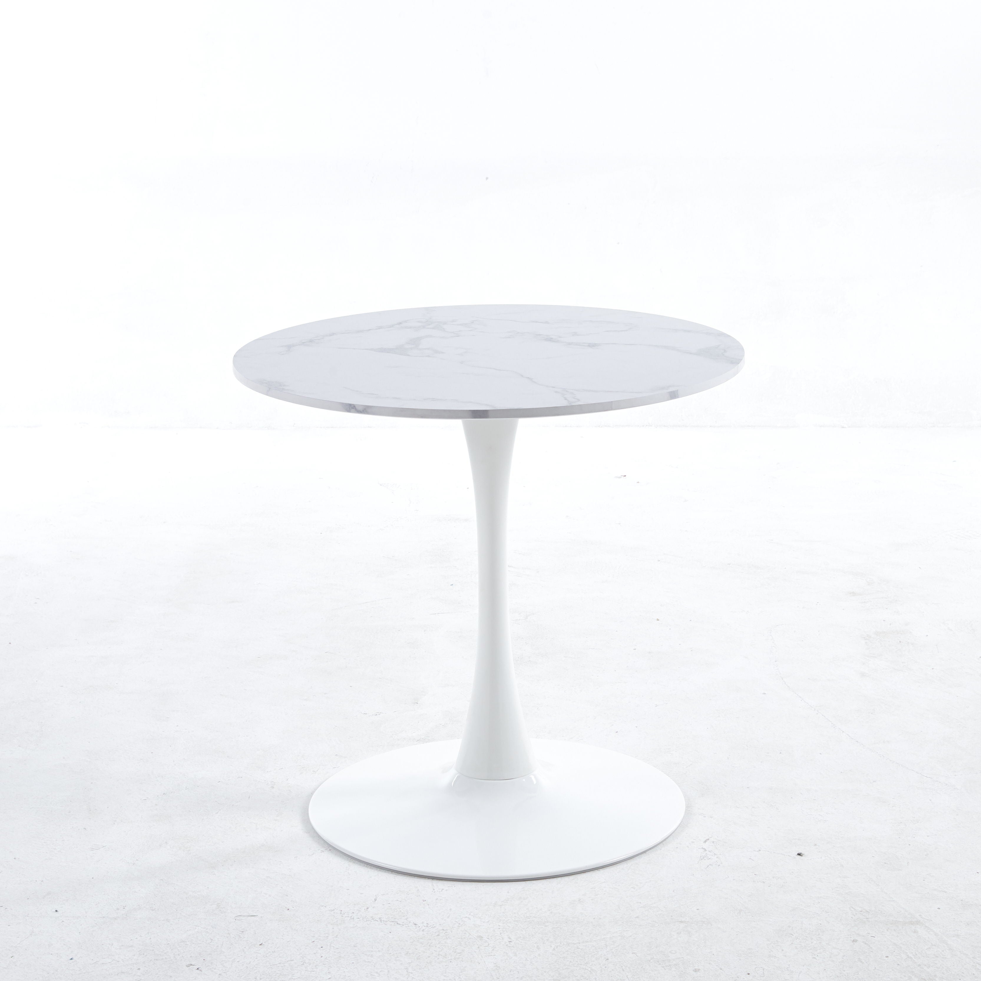 Tulip Special Dining Table, Marble Color Top - White