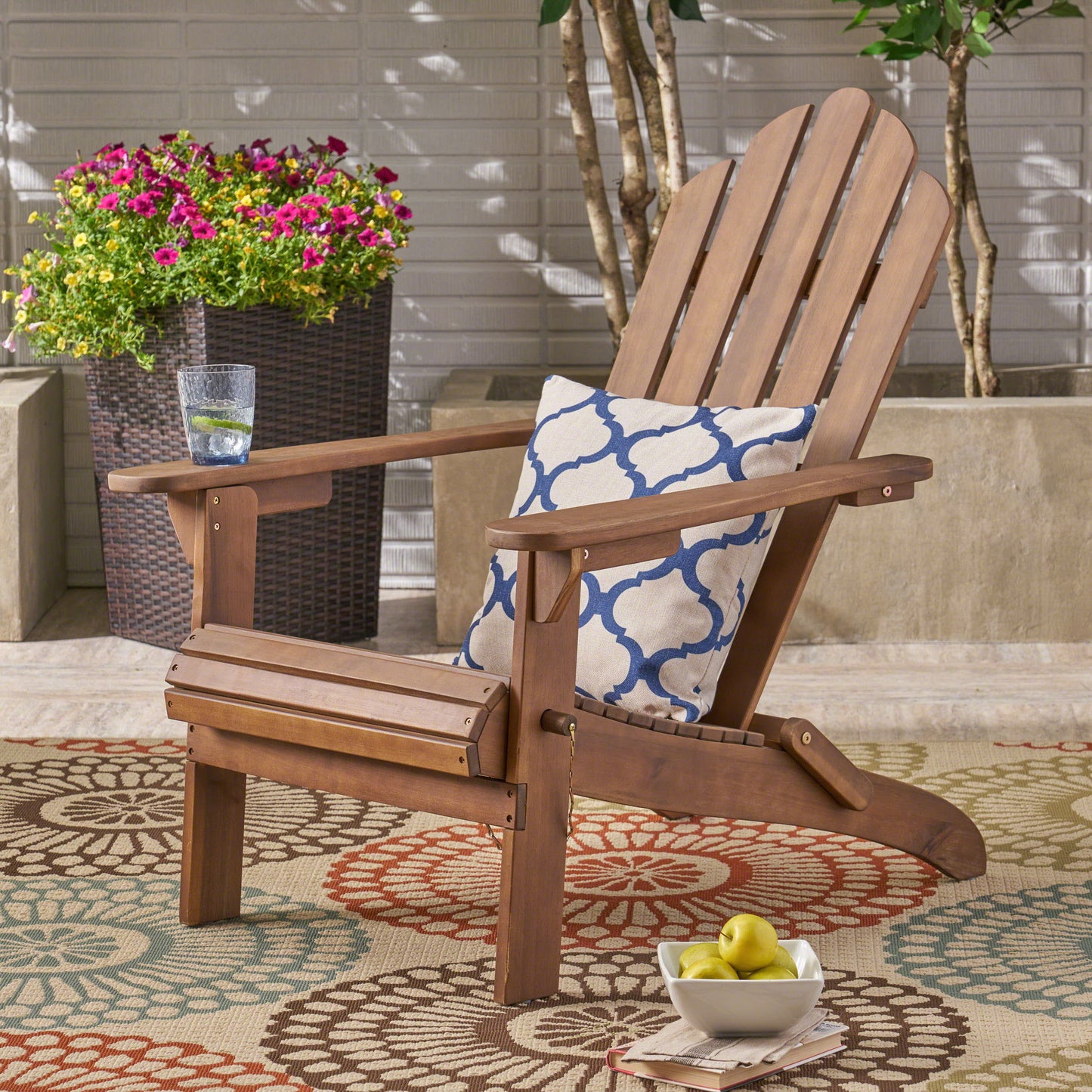 Aurascape - Outdoor Acacia Wood Foldable Adirondack Chair - Dark Brown