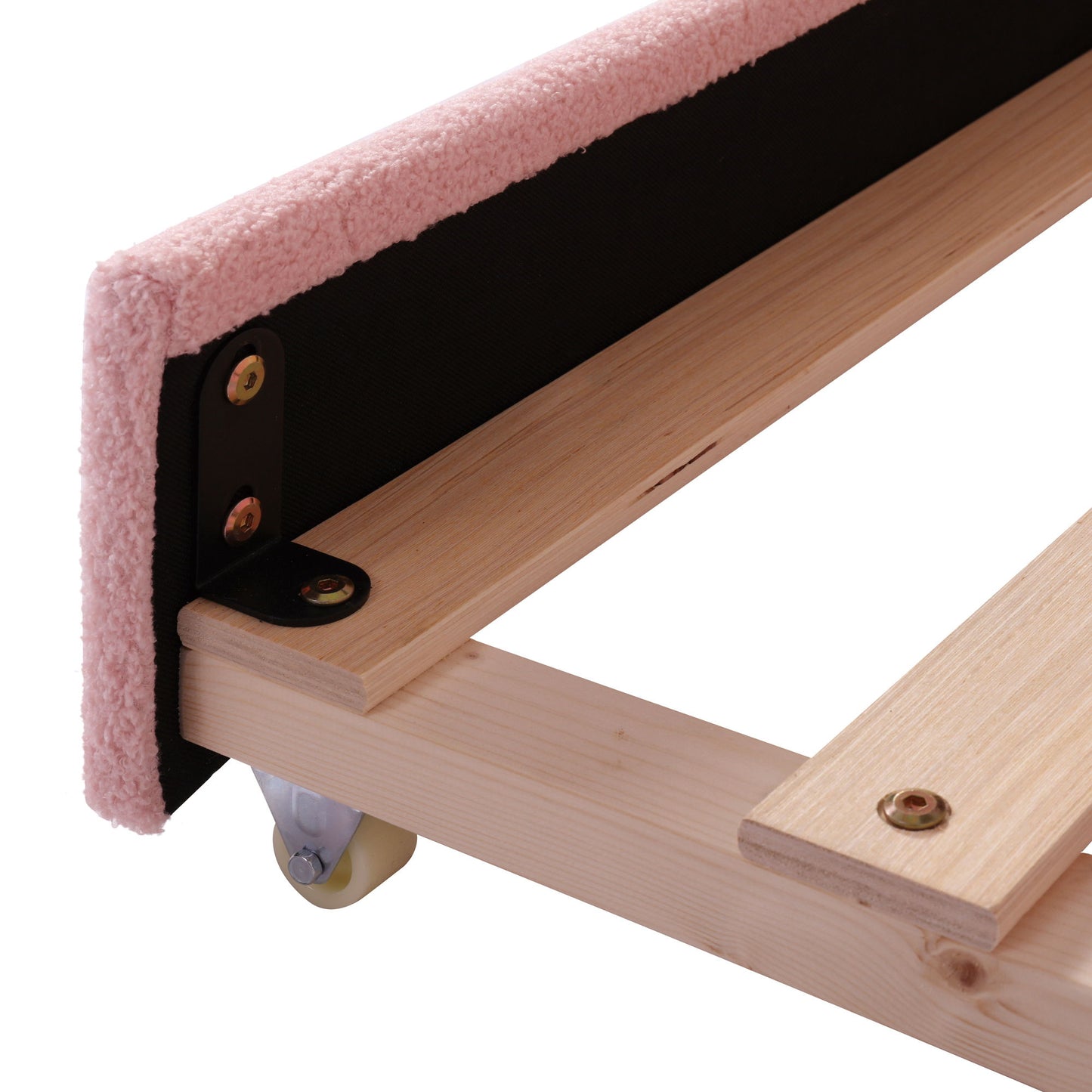 Full Size Upholstered Daybed With Light And Trundle - Pink