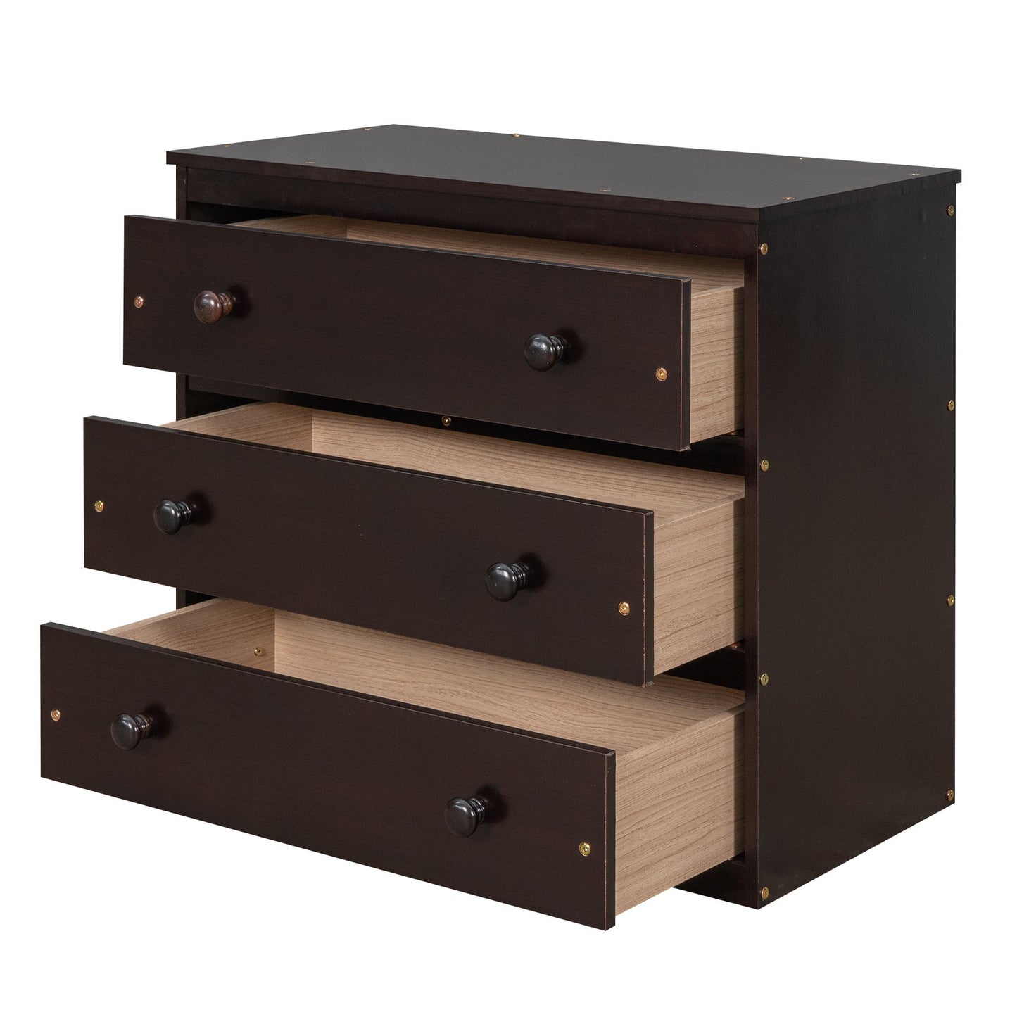 Full Loft Low Study Bed With Cabinet, Shelves And Rolling Portable Desk, Multiple Functions - Espresso