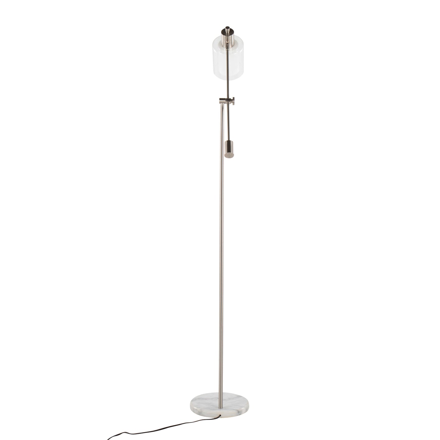 Marcel - Contemporary / Glam Floor Lamp - Nickel / Clear / Frosted