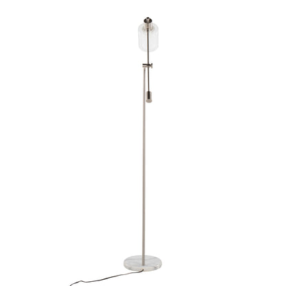 Marcel - Contemporary / Glam Floor Lamp - Nickel / Clear / Frosted