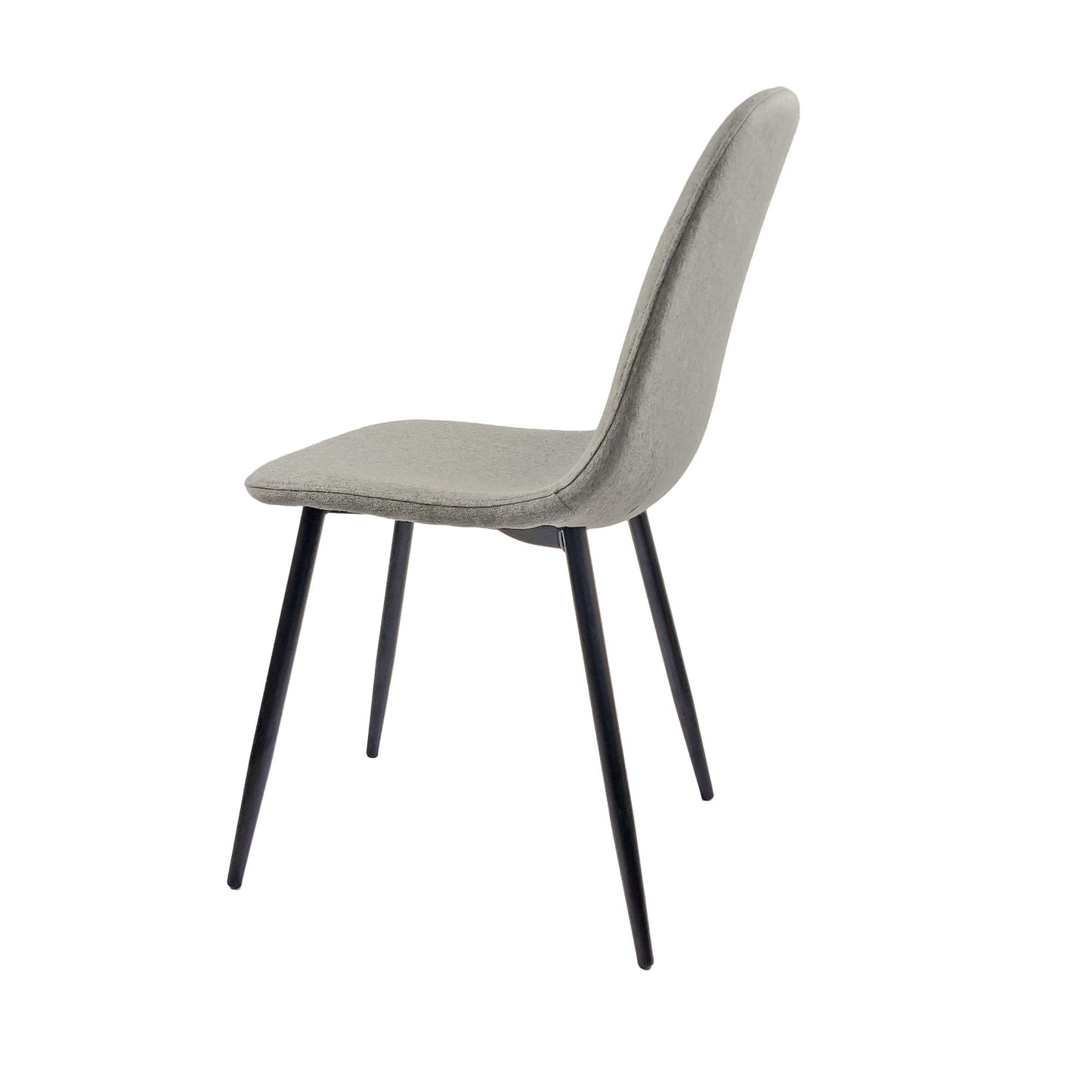 Modern Spoon Shape Dining Chairs (Set of 4) With Linen Upholstered Seat And Metal Legs - Light Gray
