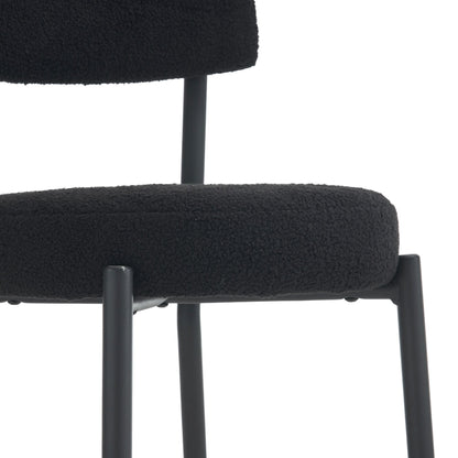 Modern Teddy Fabric Upholstered Bar Stools (Set of 4) - Black