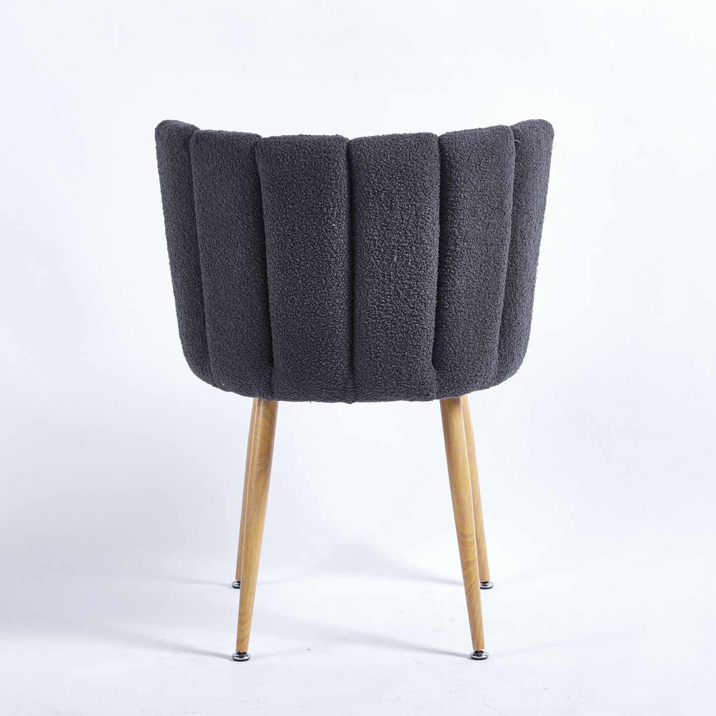 Modern Dining Chair (Set of 2) With Iron Tube Wood Color Legs, Shorthair Cushions And Comfortable Backrest, Suitable For Dining Room, Living Room, Cafe, Simple Structure - Gray