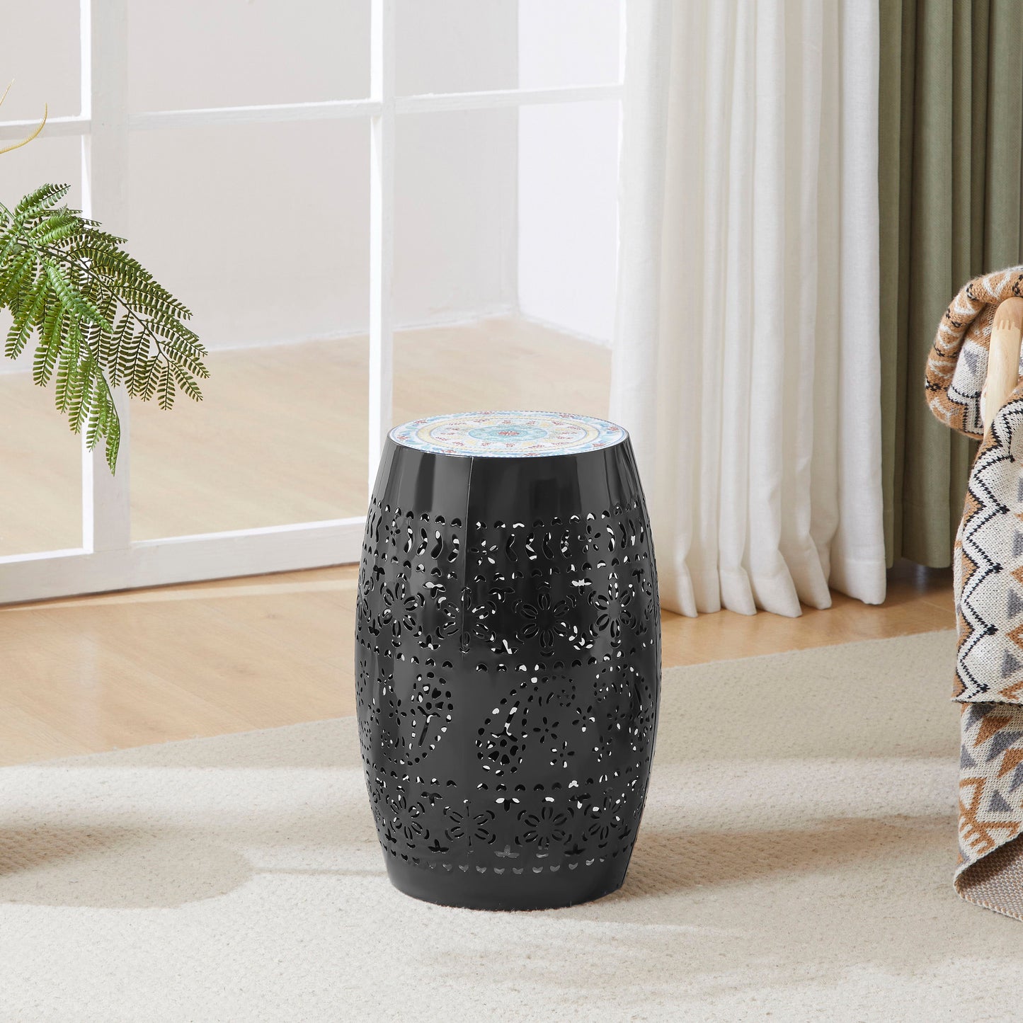 Ruby - Modern Mosaic Side Table - Black