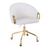 Claire - Contemporary / Glam Task Chair - Gold / White