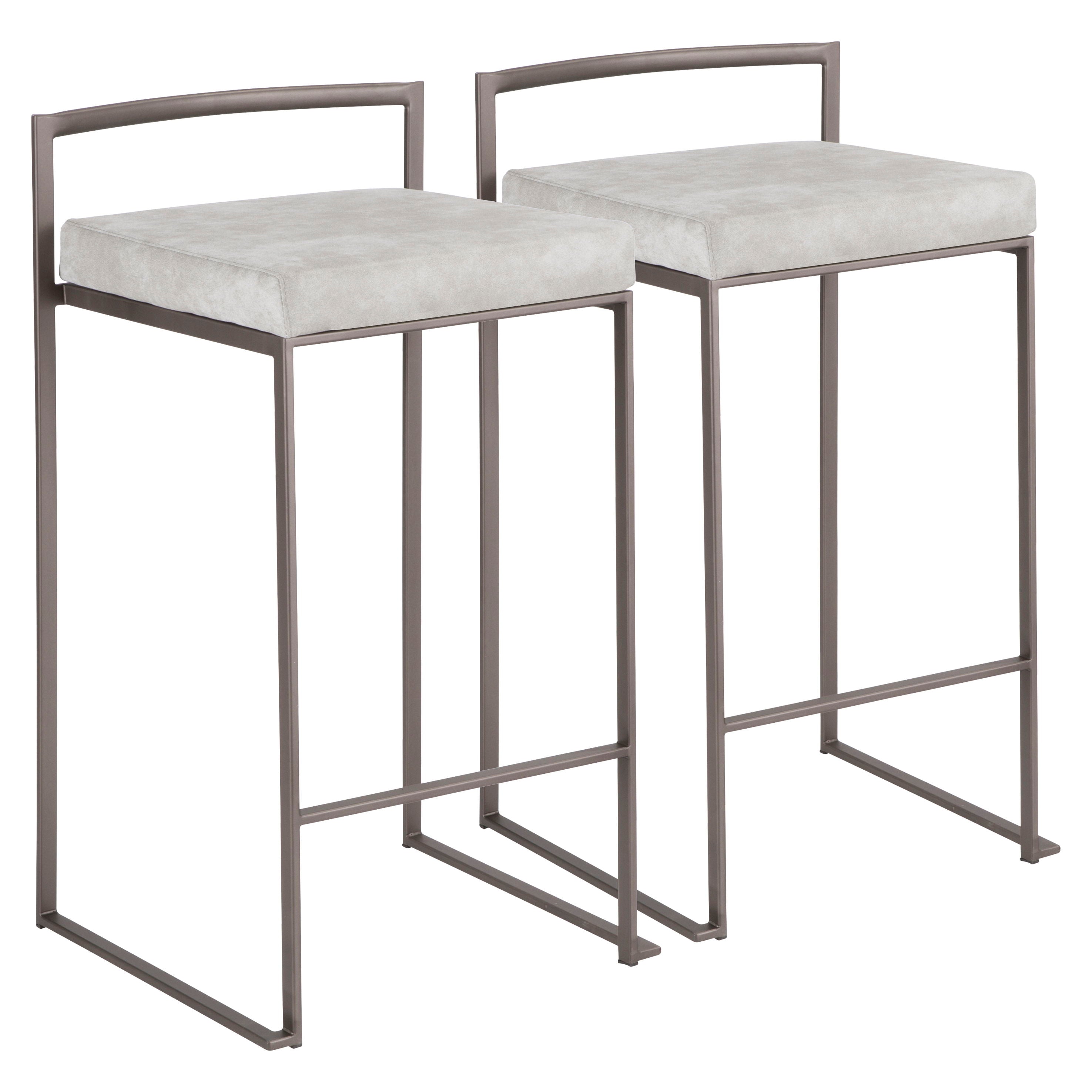 Fuji - Industrial Stackable Counter Stool (Set of 2) - Light Gray