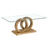 Modern Style Glass Top Coffee Table With Base Suitable For Living Rooms And Lounge Areas - Natural Wood