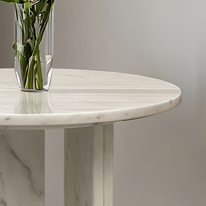 Natural Marble Coffee Table, Snow Mountain, Semi Polished Surface - White