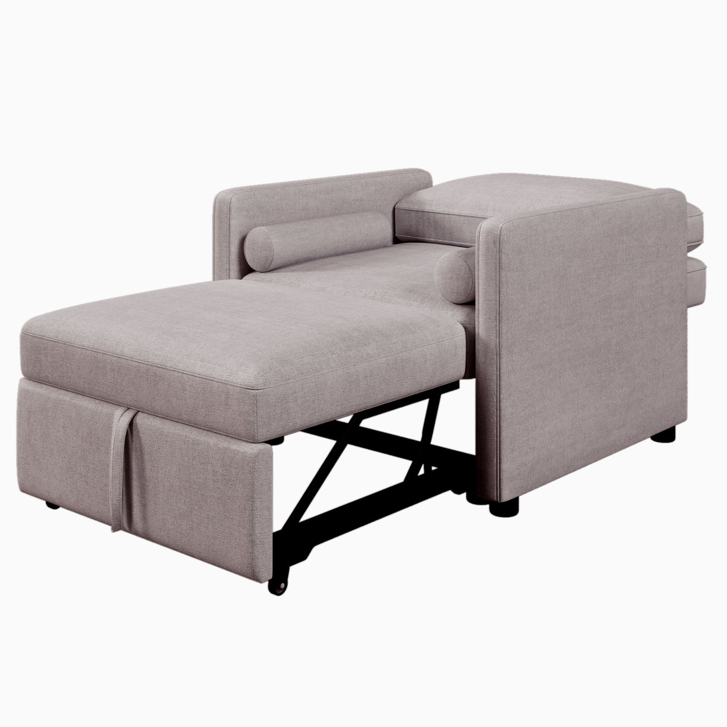 3 In 1 Convertible Sleeper Chair With Adjustable Backrest, Lounger Chair Turns Into Bed, Single Bed For Living Room, Linen - Tan