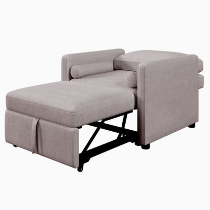3 In 1 Convertible Sleeper Chair With Adjustable Backrest, Lounger Chair Turns Into Bed, Single Bed For Living Room, Linen - Tan