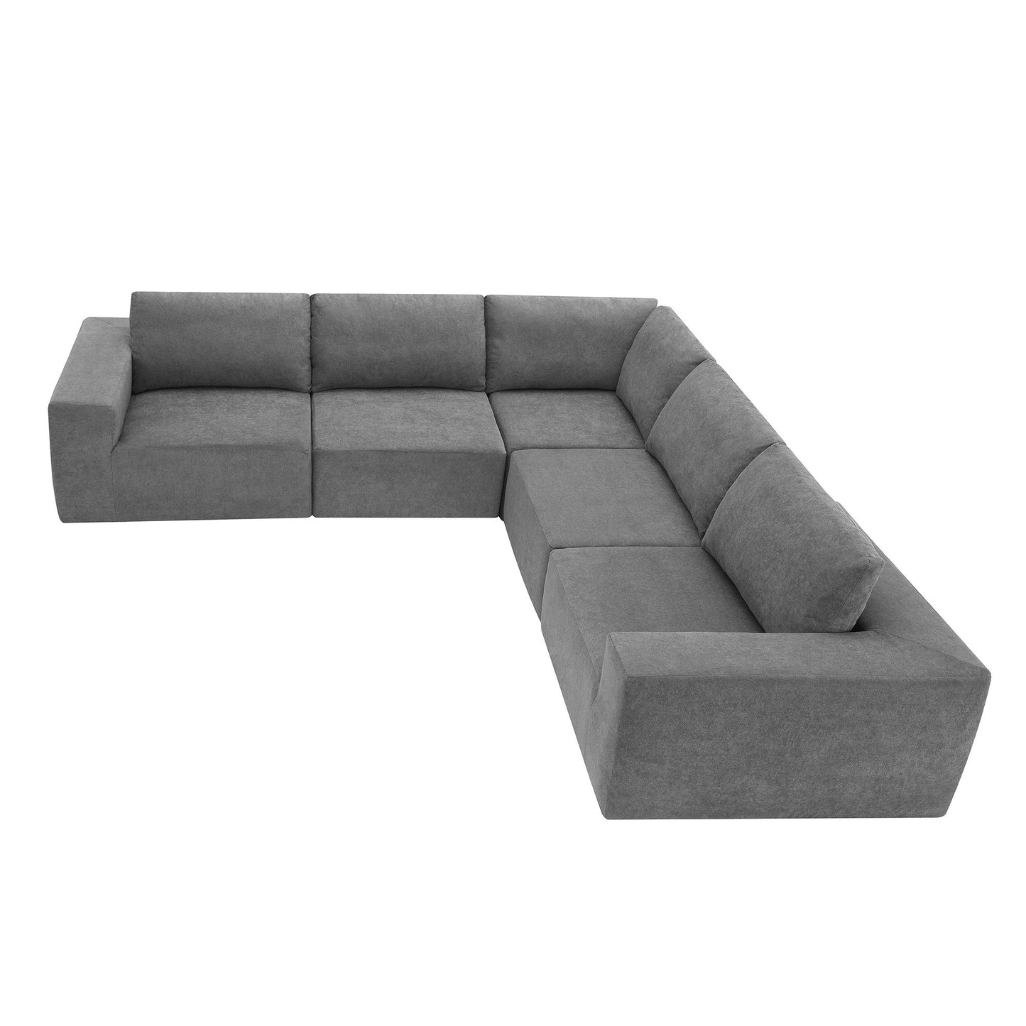 Modular L Shaped Sectional Sofa, Luxury Floor Couch Set, Upholstered Indoor Furniture, Foam - Filled Sleeper Sofa Bed 5 Pieces Free Combination - Gray