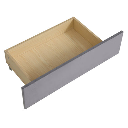 Twin L Shaped Upholstered Platform Bed With Storage Drawers - Gray