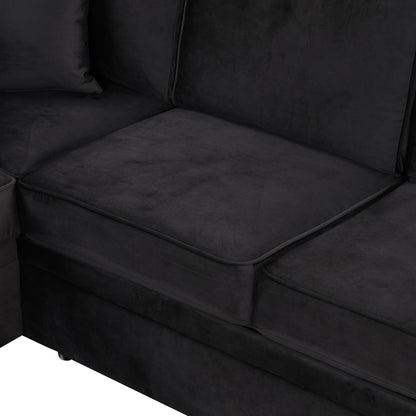 Sleeper Sofa Bed, 2 In 1 Pull Out Sofa Bed L-Shape Couch With Storage Ottoman For Living Room, Bedroom Couch And Small Apartment - Black