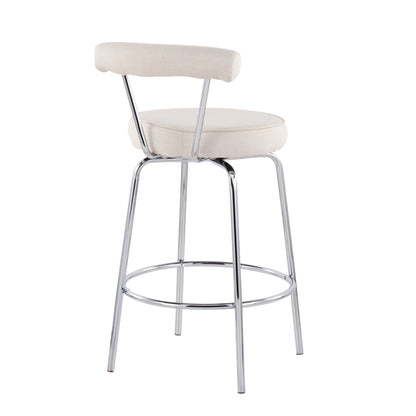 Rhonda - Contemporary Counter Stool (Set of 2) - Chrome / Cream