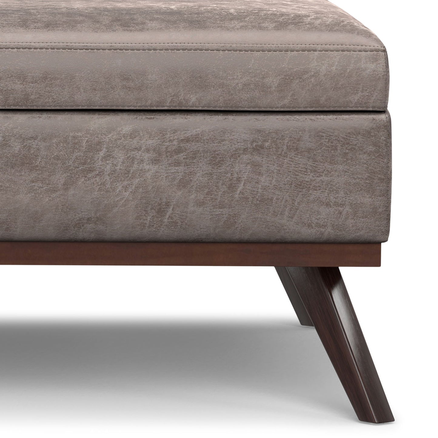 Owen - Extra Large Square Coffee Table Storage Ottoman - Distressed Gray Taupe