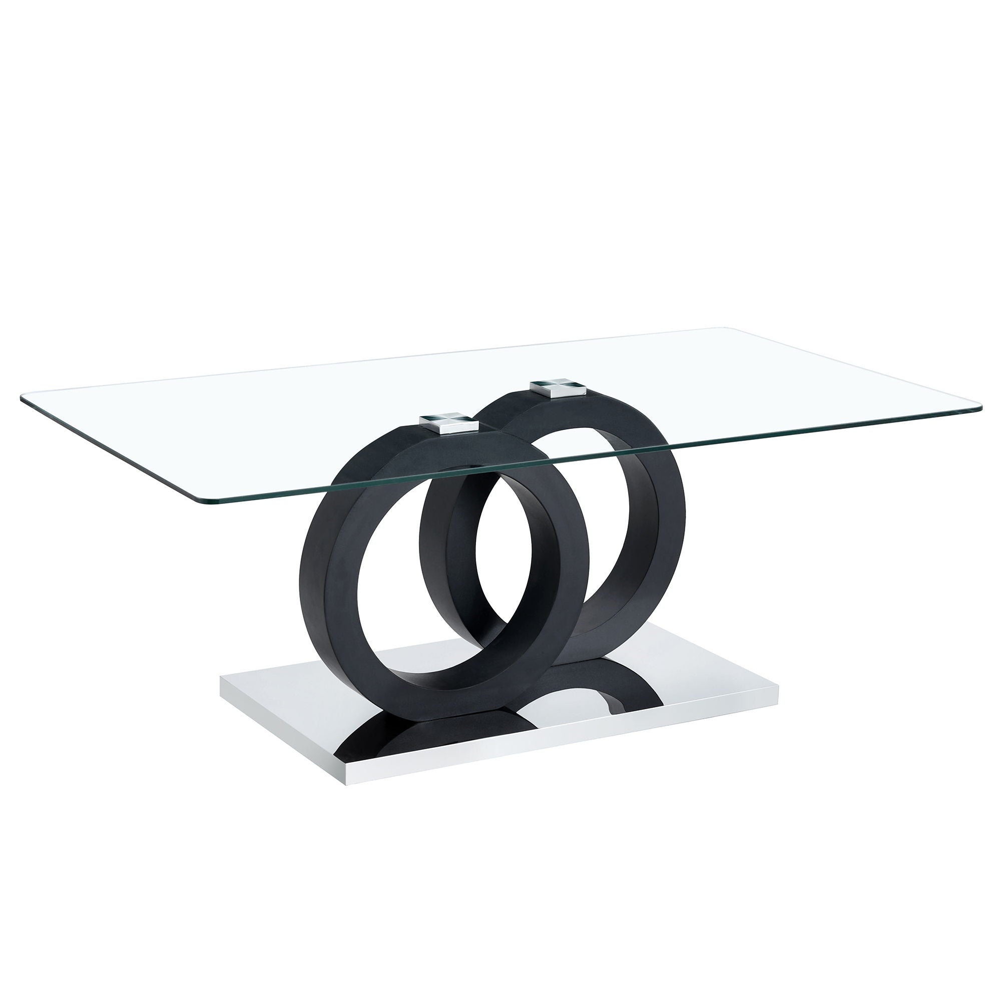 Modern Style Glass Top Coffee Table, Suitable For Living Rooms And Lounge Areas - Black