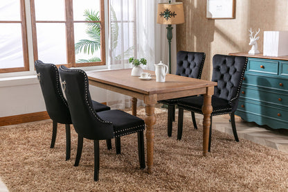 Nikki - Modern, High-End Tufted Solid Wood Contemporary Velvet Upholstered Dining Chair With Wood Legs Nailhead Trim (Set of 2) - Black