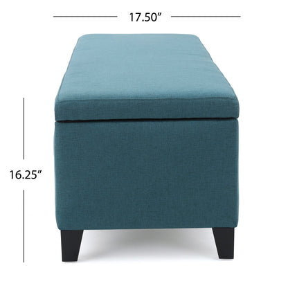 Storage Ottoman Bench With Polyester Upholstery And Wood Frame - Teal