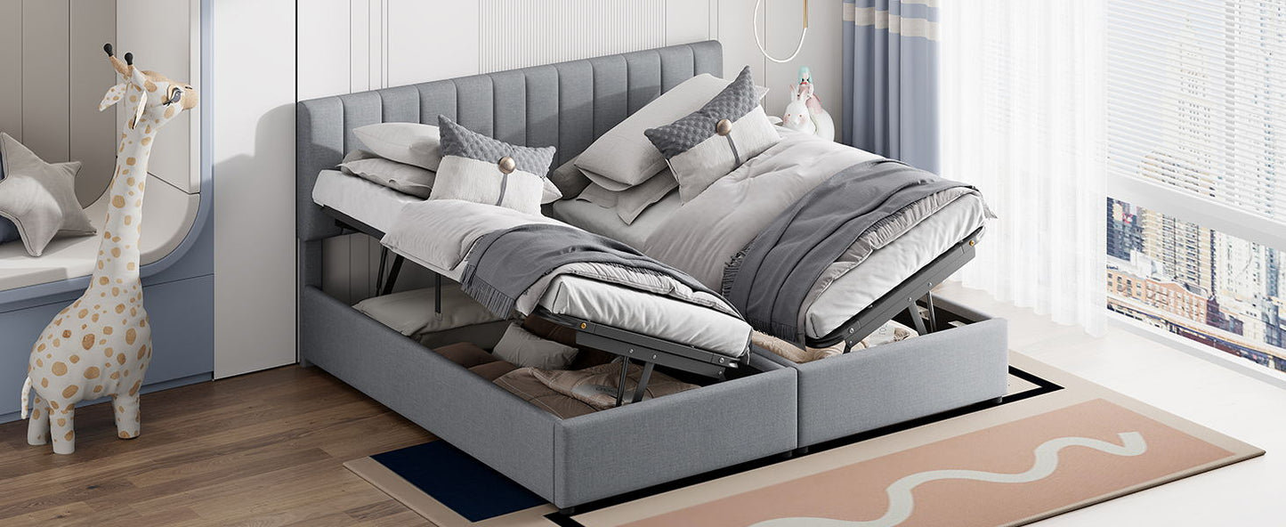 King Size Upholstered Platform Bed With A Hydraulic Storage System - Gray