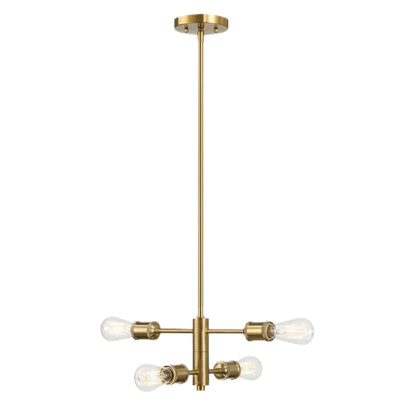 Trellis - 4 Lights Modern Gold Chandelier Vintage Pendant Fixture For Living Room - Clear / Gold