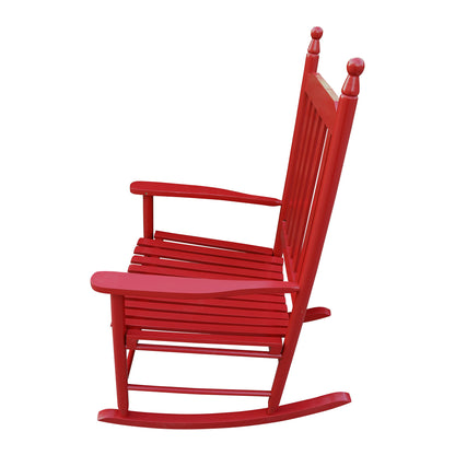 Wooden Porch Rocker Chair - Rose Red