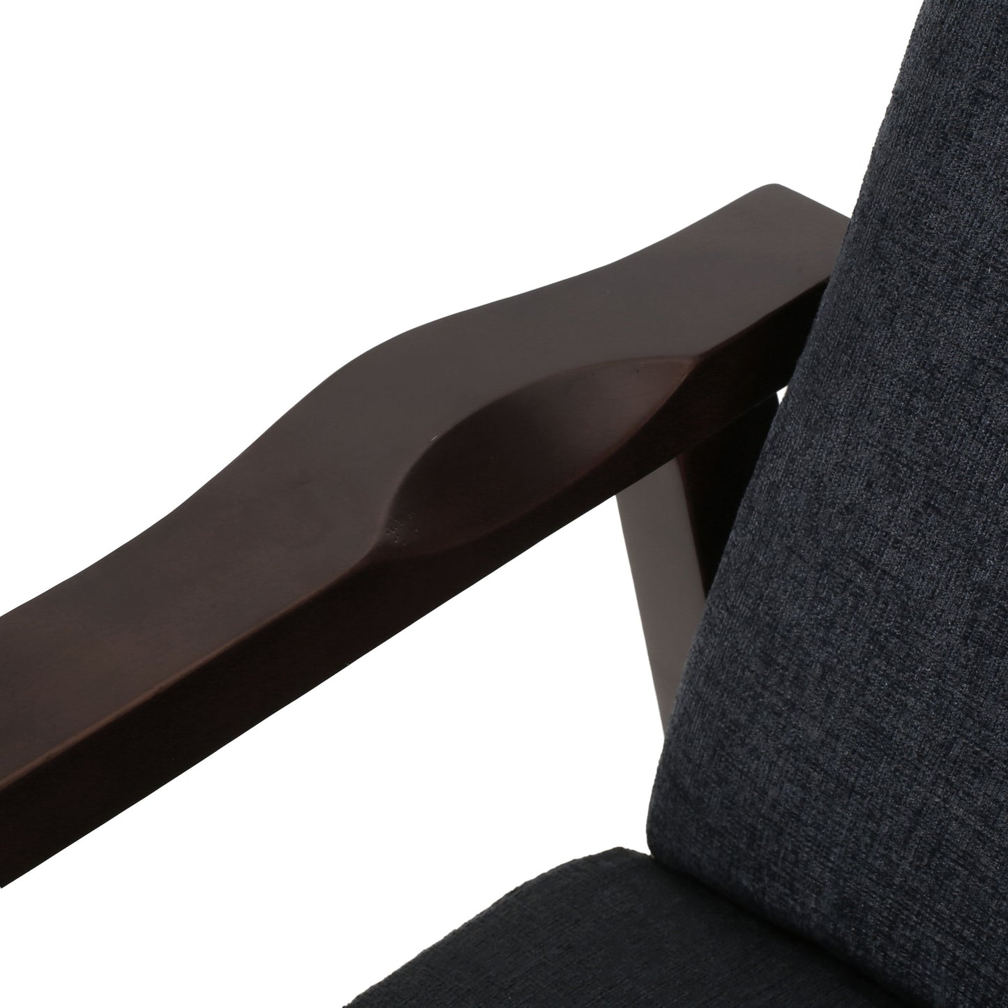 Wide Wood Hand Manual Club Recliner - Charcoal