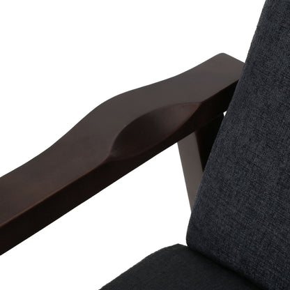 Wide Wood Hand Manual Club Recliner - Charcoal