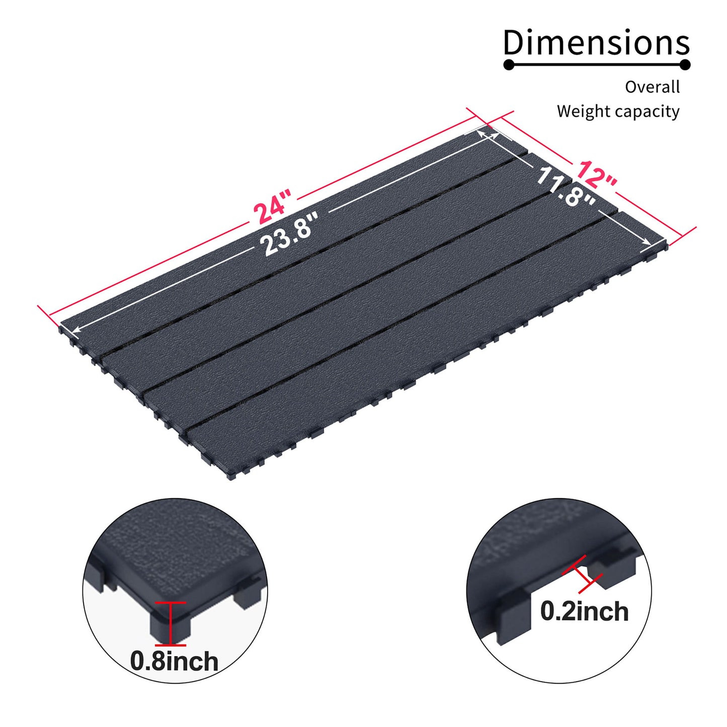 Diy - Module Interlocking Decking Tiles Floor Tile For Porch Poolside Outdoor And Indoor Balcony Backyard - Dark Gray