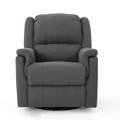 Glider Recliner With Swivel, Manual Reclining Chair - Charcoal