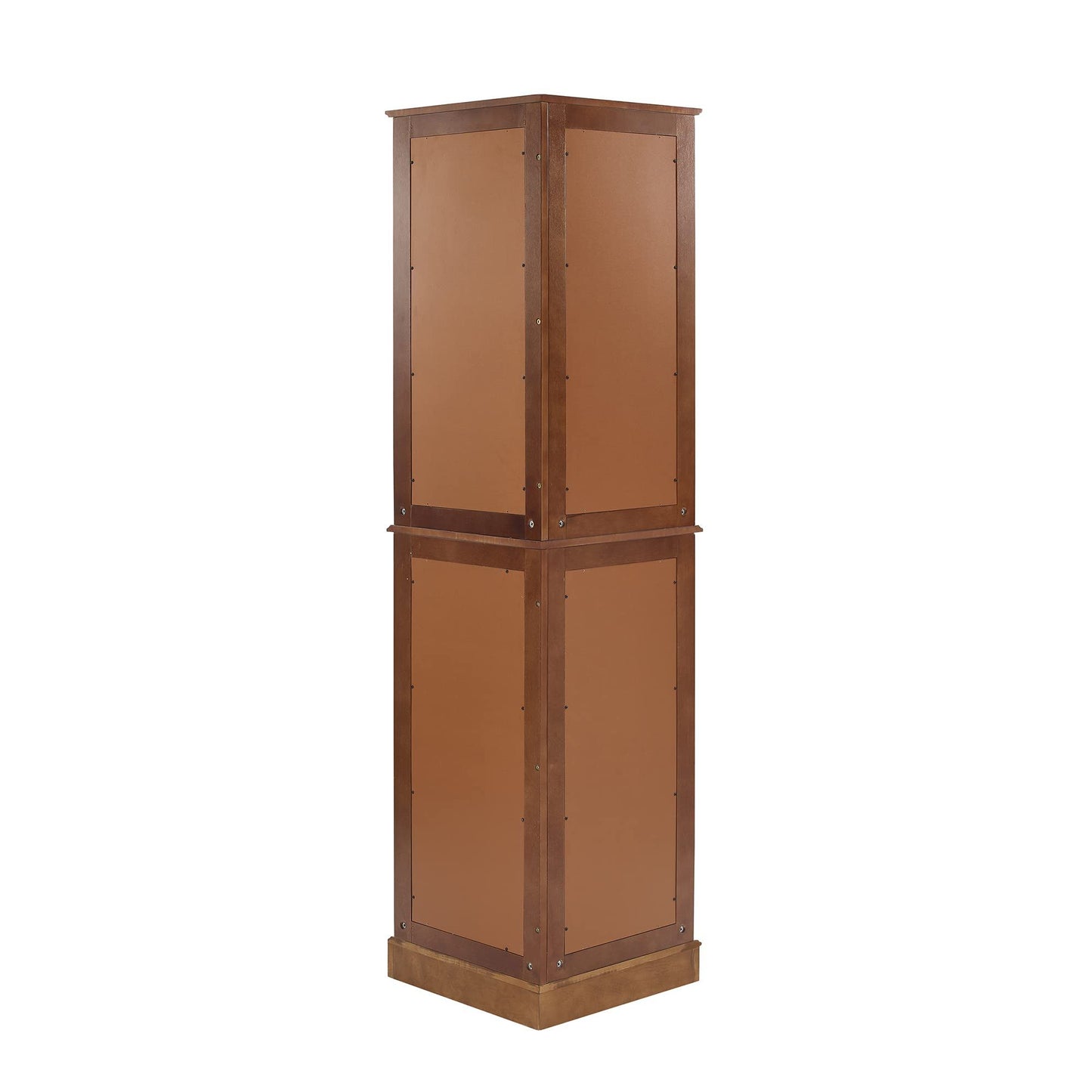 Corner Curio Dispaly Cabinet With Lights, Adjustable Tempered Glass Shelves, Mirrored Back (E26 Light Bulb Not Included) - Walnut
