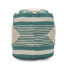 Diamond - Handcrafted Fabric Cylindrical Pouf - White / Teal