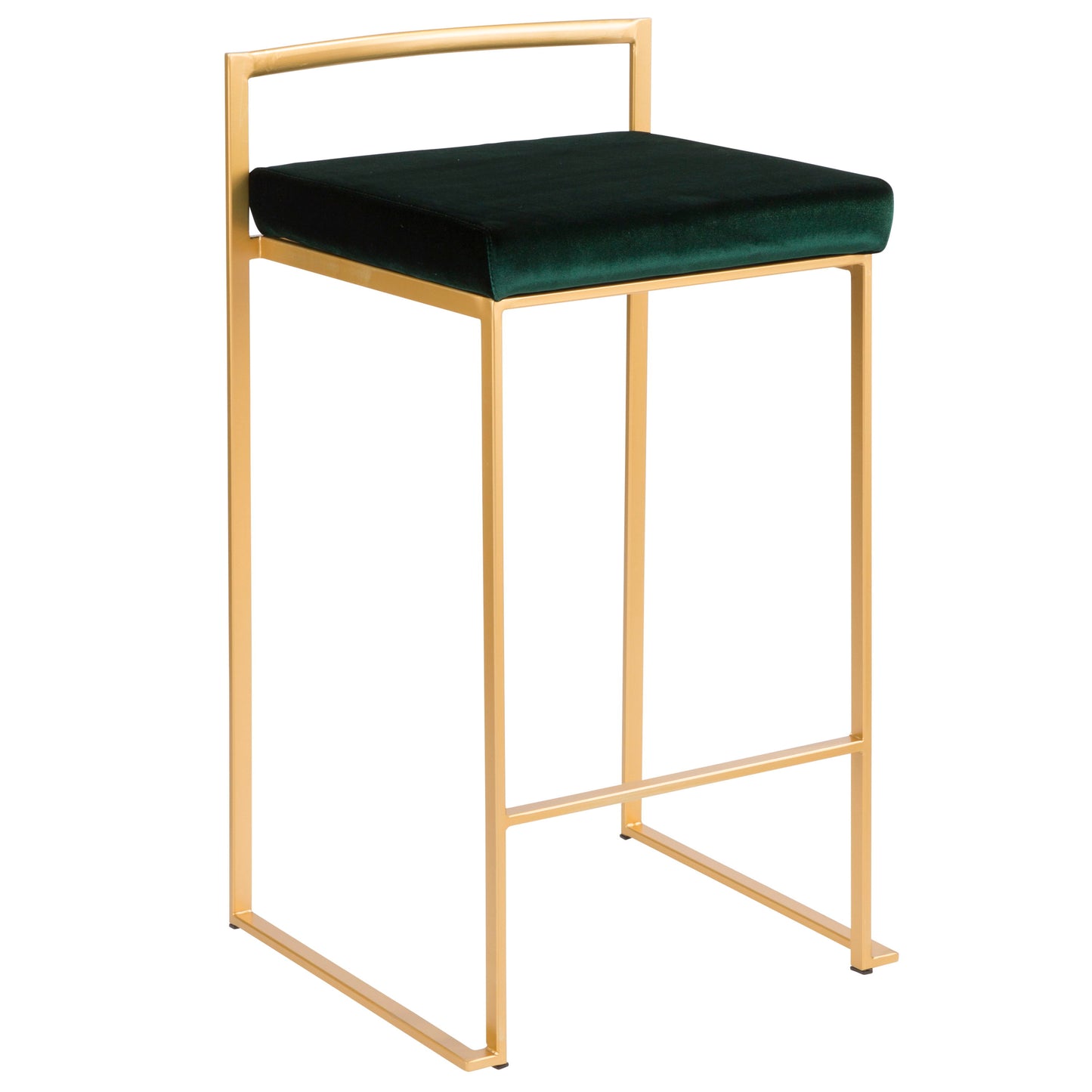Fuji - Contemporary / Glam Stackable Counter Stool (Set of 2) - Gold / Green