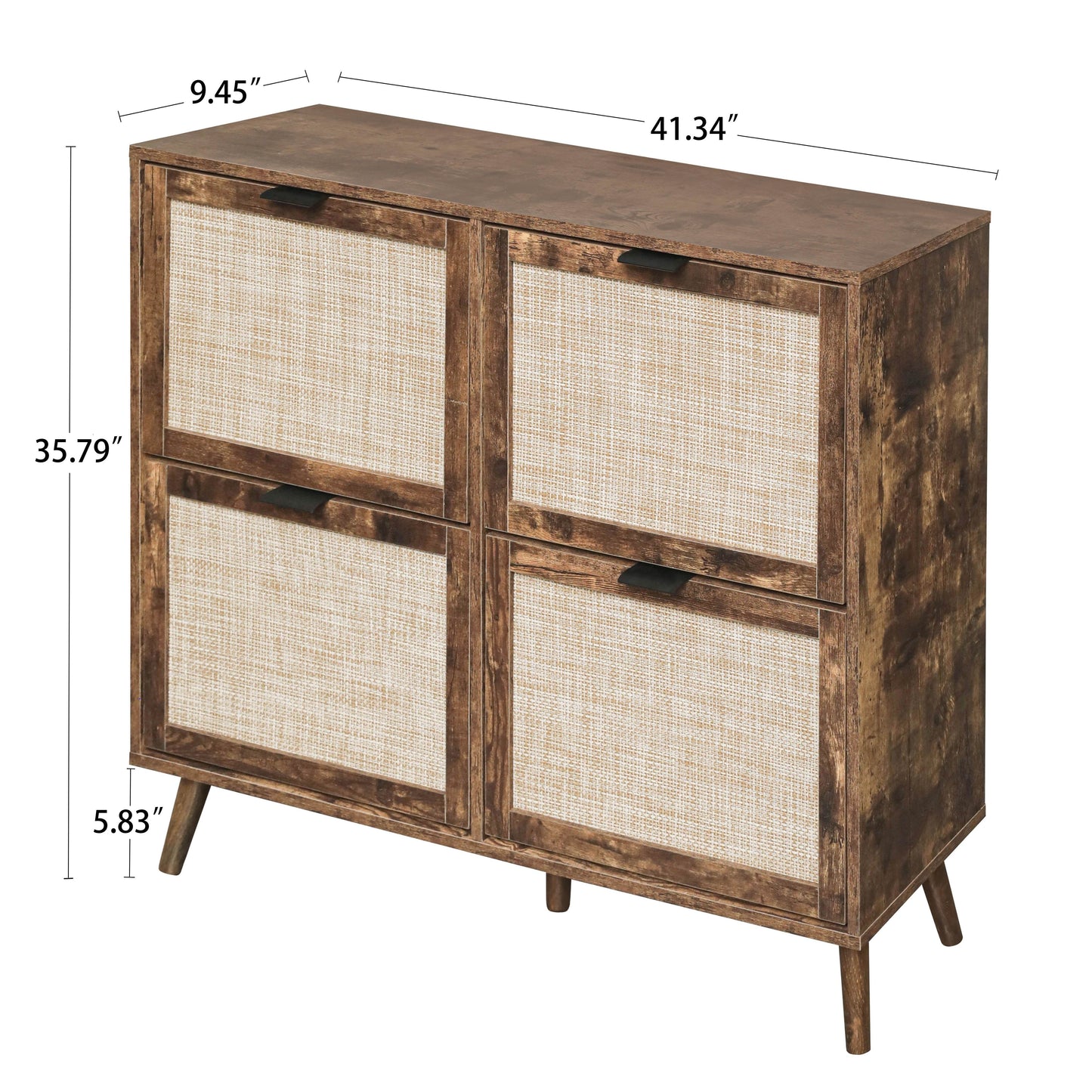 4 Door Shoe Rack, Freestanding Modern Shoe Storage Cabinet, For Entryway - Burly Wood